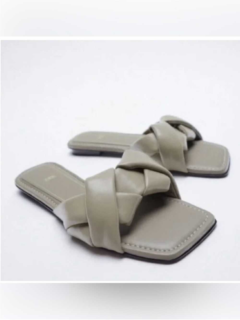 Zara Woven Square-Toe Slide Sandals in sage - Women's - Picture 1 of 1
